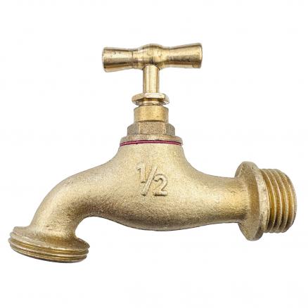 Кран латунный садовый с вентилем (вход 1/2", выход 3/4")