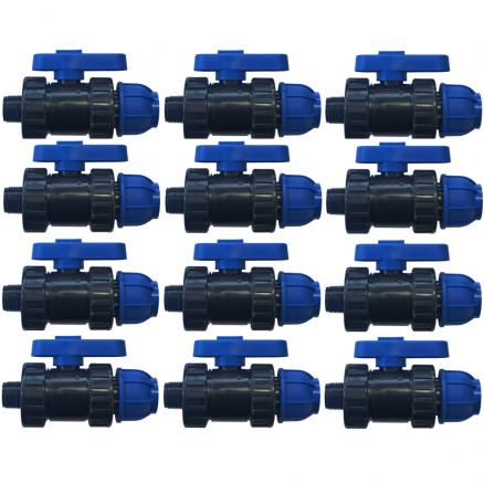 Кран ПНД 25 - 1/2"НР - 12 шт.