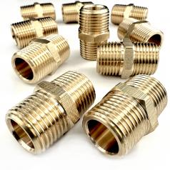 Ниппель латунный пневмо 1/2"НР - 10 шт.